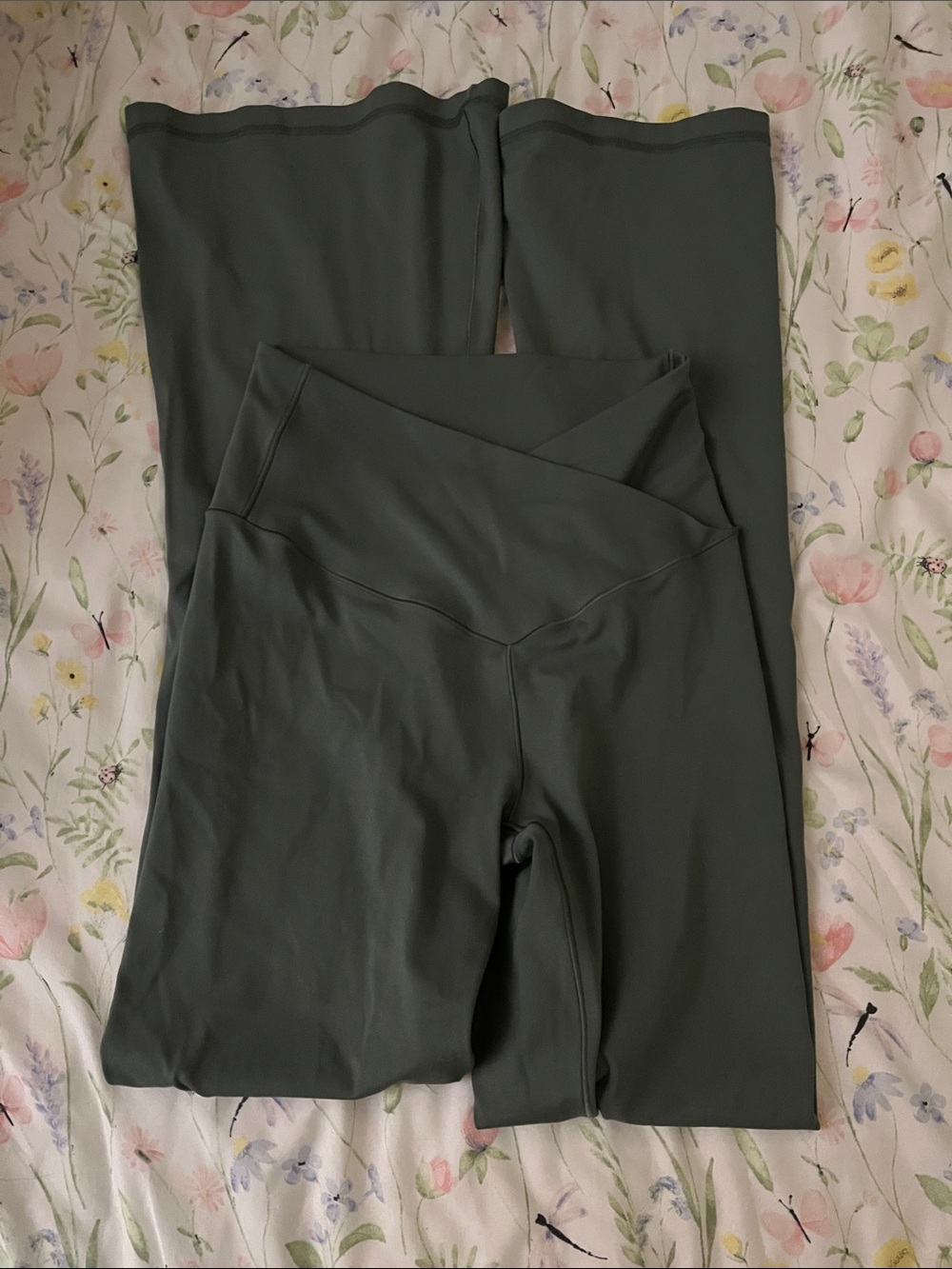 aerie green High-Rise flare leggings